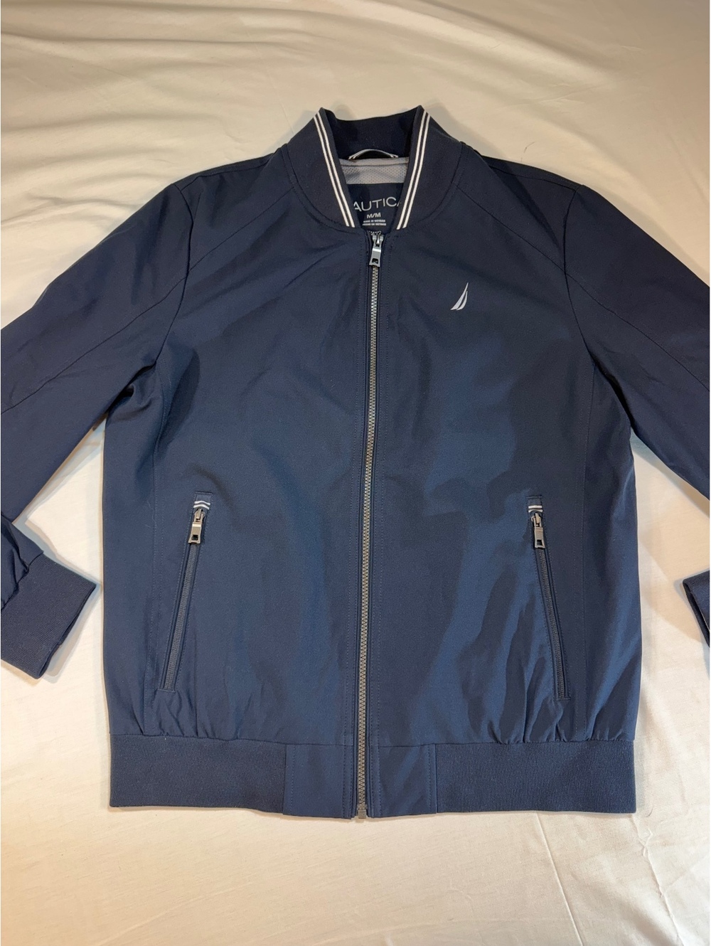 Nautica Men's Medium Navy Blue Water Resistant Bomber Jacket
